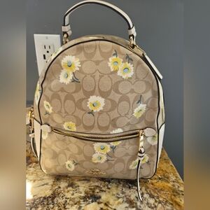 Coach Floral Signature Mini Backpack in Beige